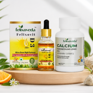 Felixoveda Bone and Immunity Duo - Felixovit D3 Ultra High Potency Drops 30 ML + Calcium Magnesium Zinc with D3 and B12 60 Capsules | Complete Bone Health Combo